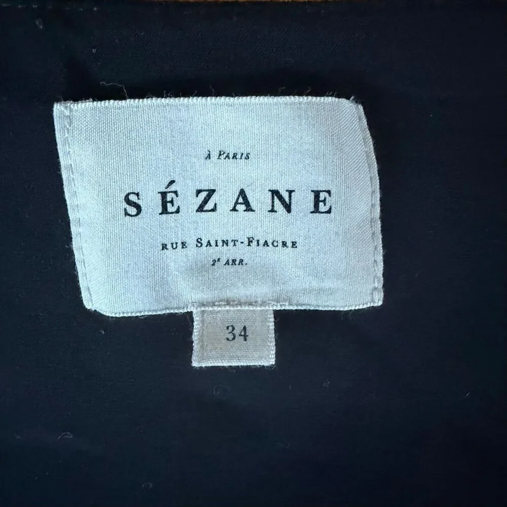 Sezane Lianne Square Neck Mini Dress in Black Size 34/2/XS